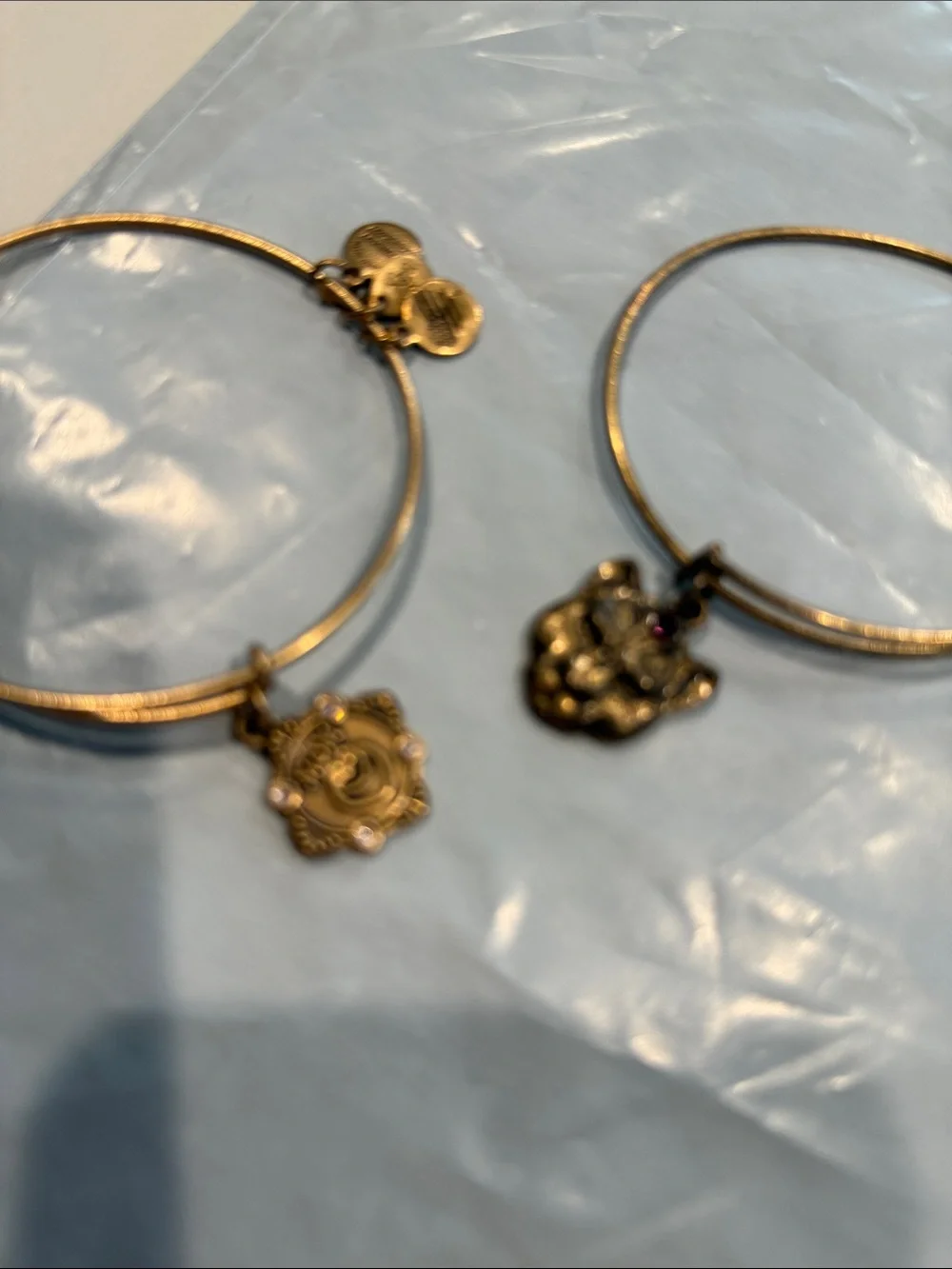 Alex and Ani Mixed Metal Charm Bangle Set  of 9 bracelets in Gold silver copper